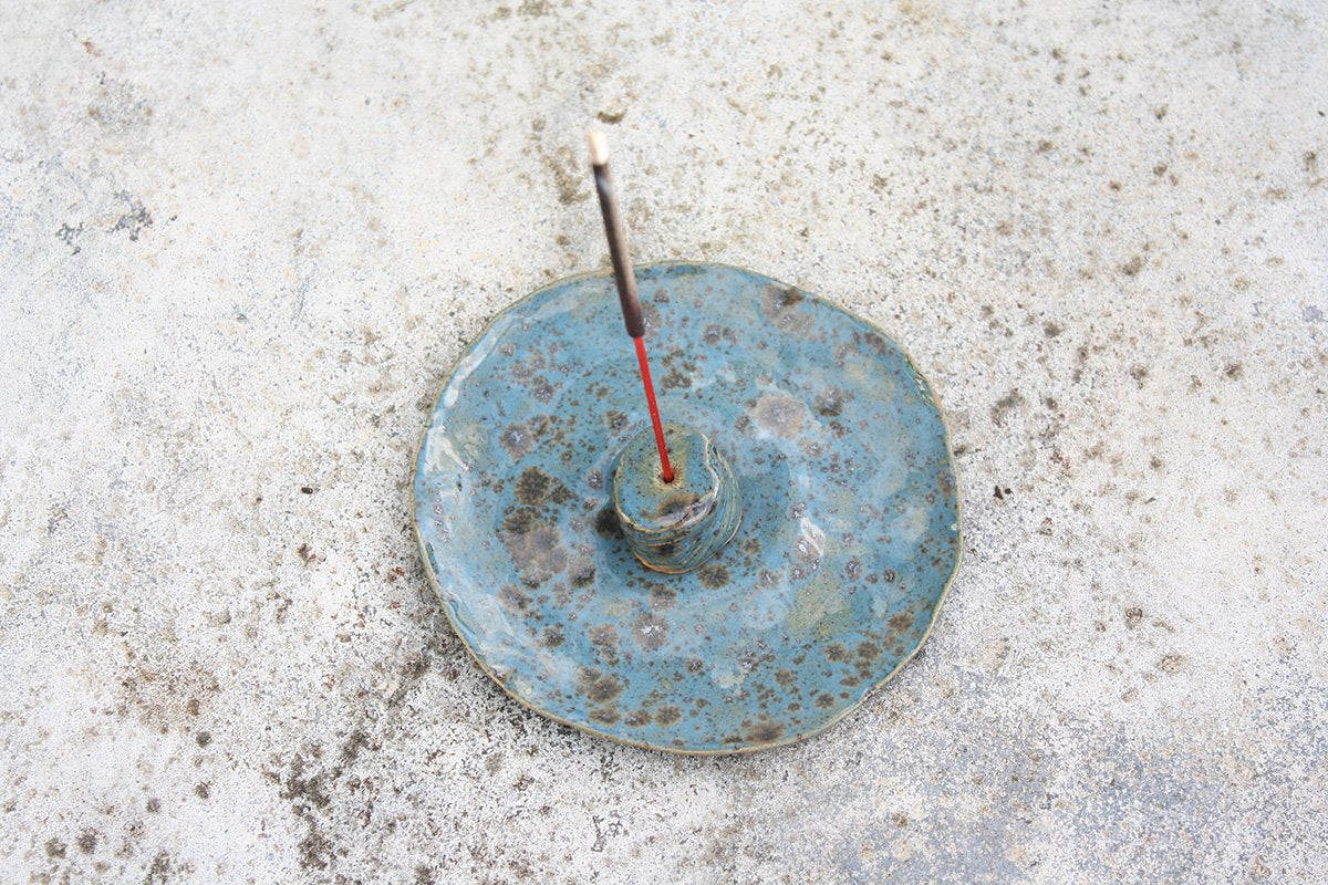 Clay handmade Incense holder from Spring Holt; handbuilt ceramics and painted slipware